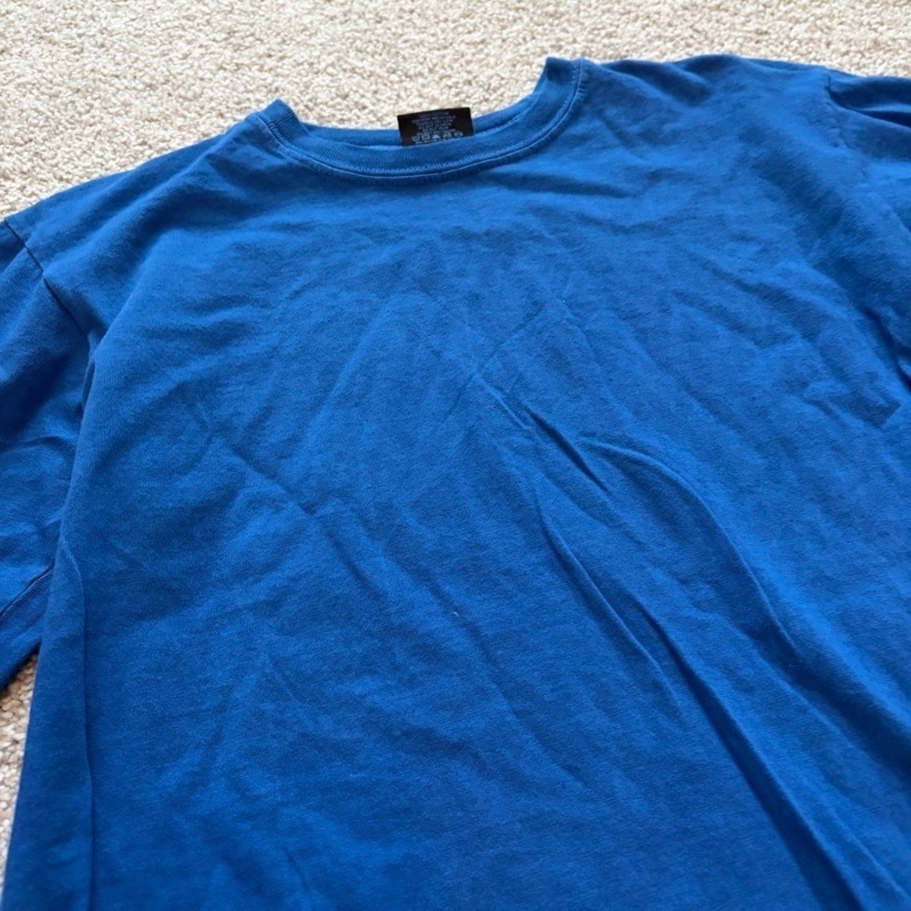 Stussy‎ Solid Long Sleeve Tshirt Mens S Blue Crewneck Plain Streetwear Blank - Picture 2 of 5